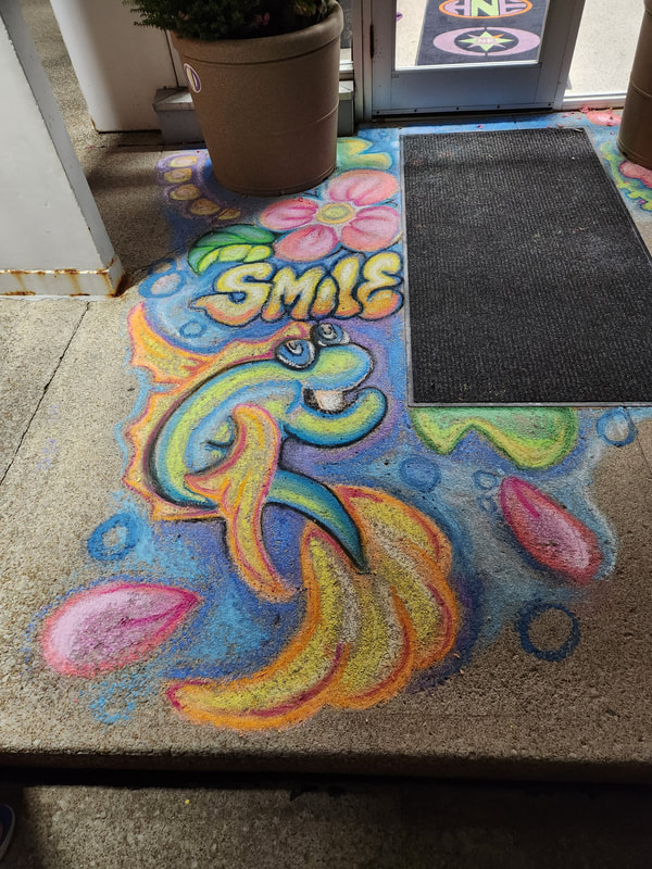 Smile - Silly chalk mural by Become More for Northeast KC Chamber of Commerce