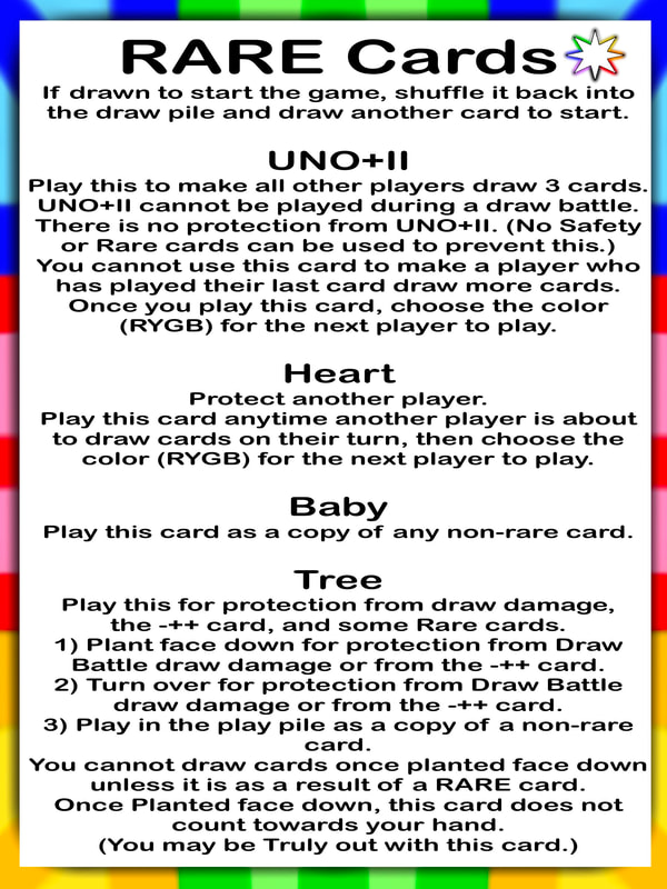 II The Card Game Rules - RARE cards - UNO+II, Heart, Baby, Tree